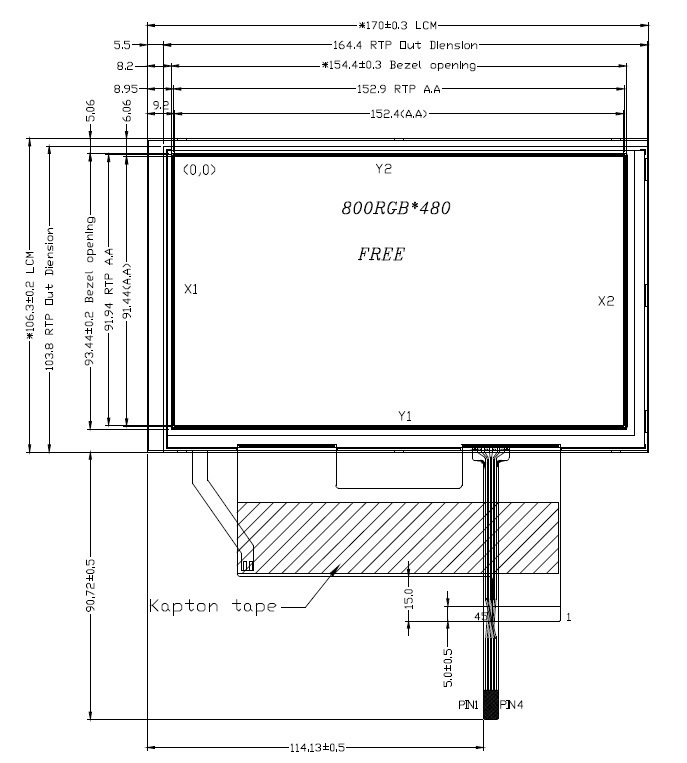 YTS700RLBF02100T Display LCD Display TFT Yes Optoelectronics LTD
